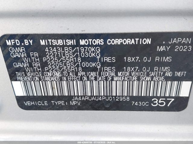 2023 MITSUBISHI OUTLANDER SPORT JA4ARUAU4PU012958 Photo 8