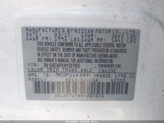 3N1AB7APXHY287855 Nissan 2017