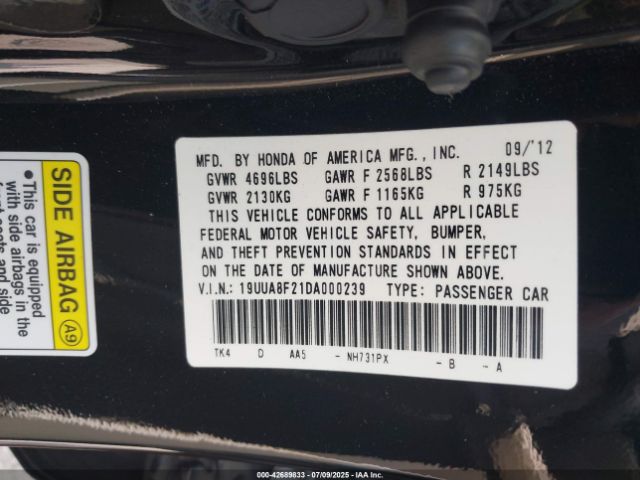 2013 ACURA TL 19UUA8F21DA000239 Photo 8