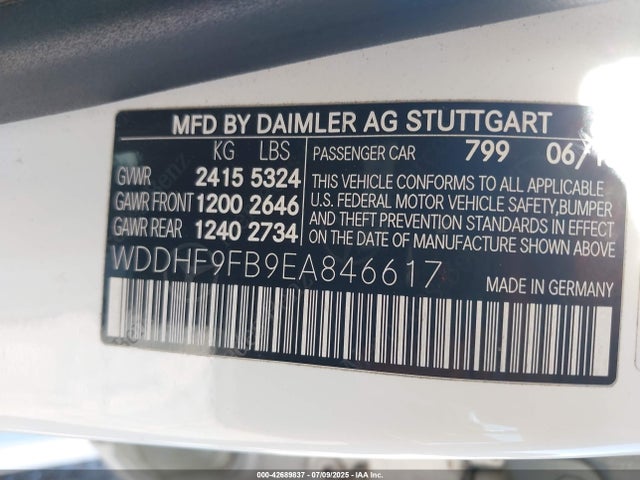 WDDHF9FB9EA846617 Mercedes-Benz 2014