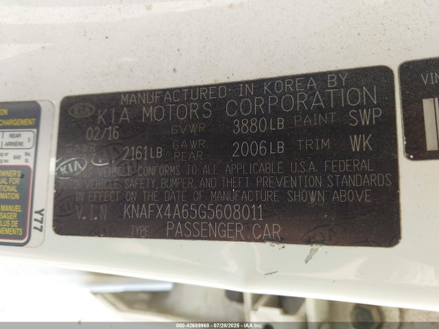 KNAFX4A65G5608011 KIA mpi nu