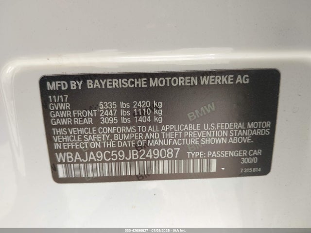 WBAJA9C59JB249087 BMW 2018