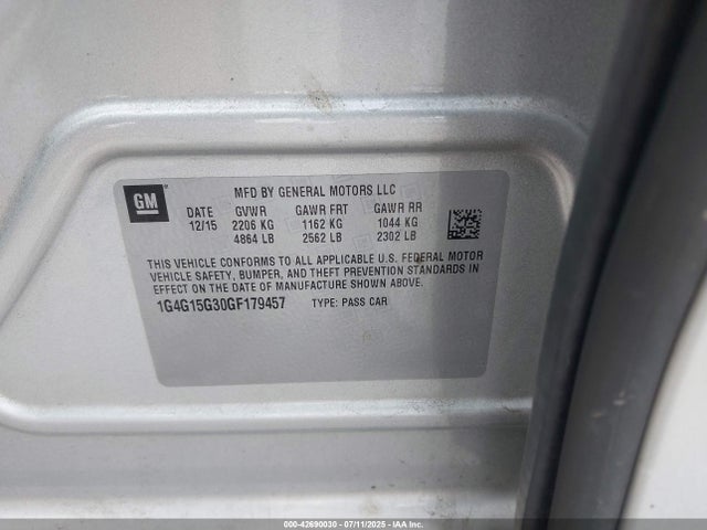 1G4G15G30GF179457 Buick lfx - sidi, vvt, e85 max, alum gm
