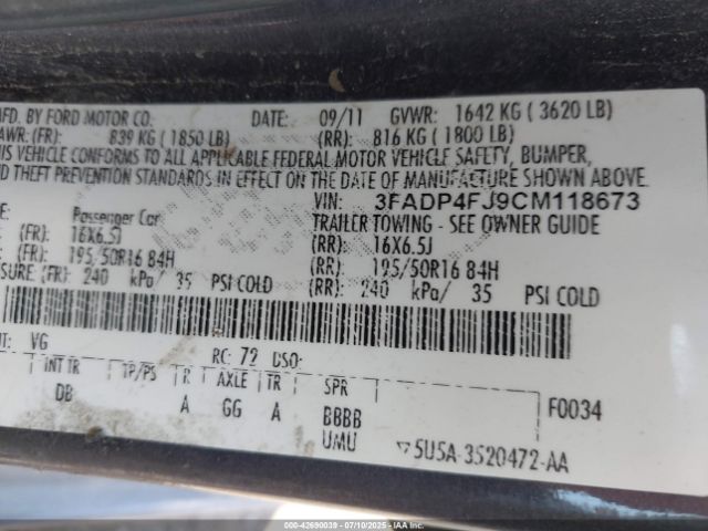 2012 FORD FIESTA 3FADP4FJ9CM118673 Photo 8