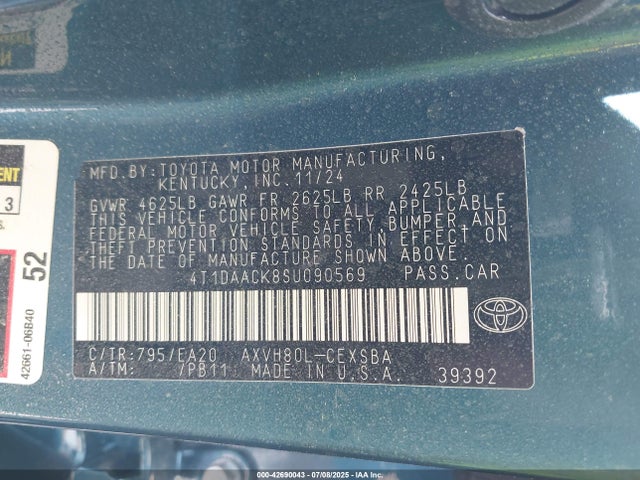 Toyota a25a-fxs 2025 4T1DAACK8SU090569 Image 9