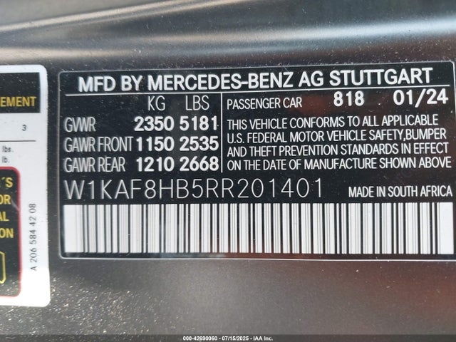 W1KAF8HB5RR201401 Mercedes-Benz m139