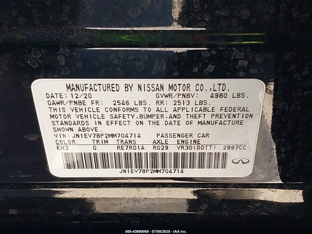 Infiniti 3.0l t 2021 JN1EV7BP2MM704714 Image 9