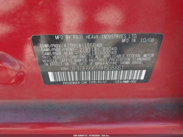 2009 SUBARU IMPREZA JF1GE60659H508881 Photo 8