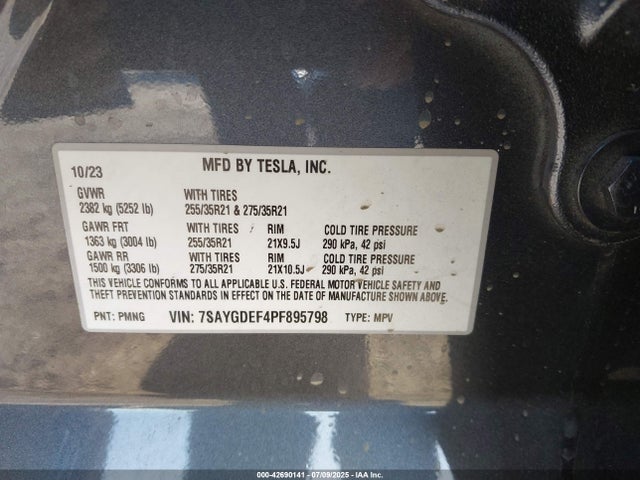 7SAYGDEF4PF895798 Tesla Model Y