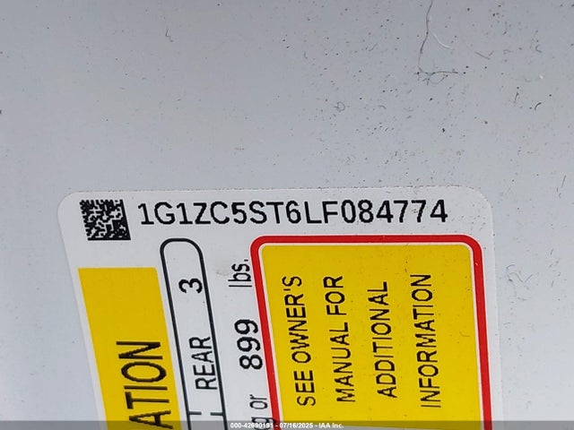 1G1ZC5ST6LF084774 Chevrolet lfv - direct injection, variable valve timing, gen 1