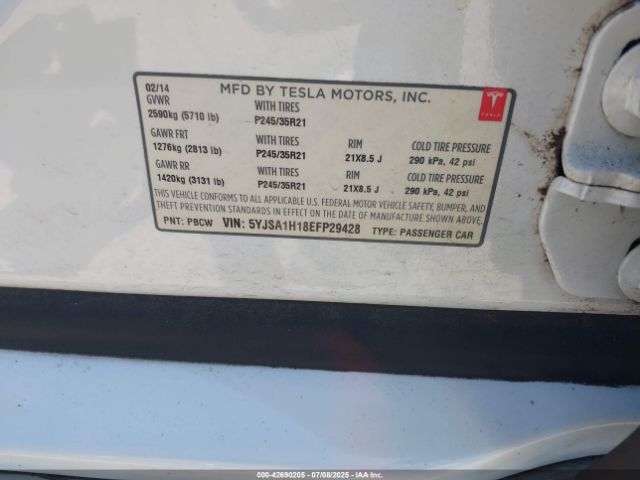2014 TESLA MODEL S 5YJSA1H18EFP29428 Photo 8
