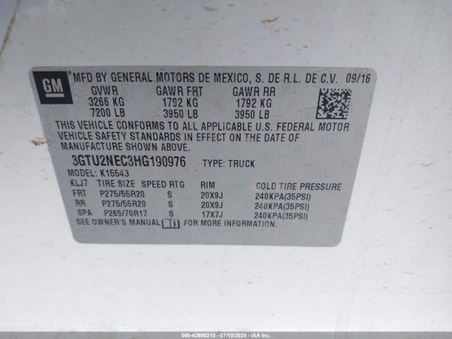 3GTU2NEC3HG190976 GMC l83 -spark ignited direct injection, variable valve timing, afm, e85 max, alum
