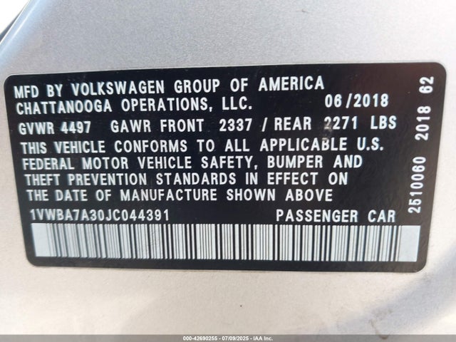 Volkswagen 2.0 tsi 2018 1VWBA7A30JC044391 Image 9