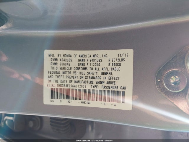 1HGCR3F07GA012633 Honda j35y1