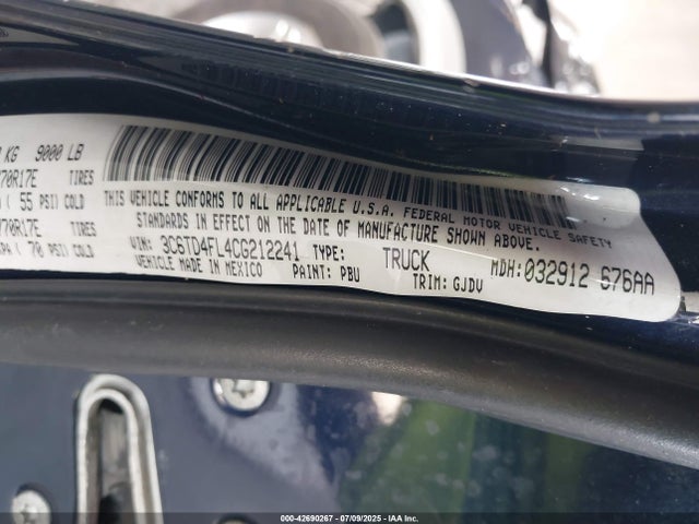 Aukcja sprzedaży 2012 Ram 2500 Laramie, vin: 3C6TD4FL4CG212241, numer aukcji: 42690267
