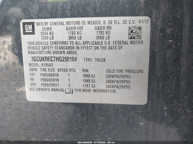 3GCUKREC7HG298184 Chevrolet l83 - sidi: spark ignited direct injection, vvt: variable valve timing, afm, e85 max, alum