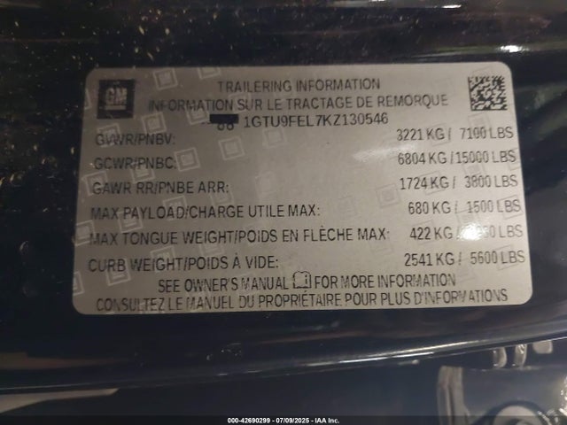 1GTU9FEL7KZ130546 GMC l87 - di dfm, alum, gen 5