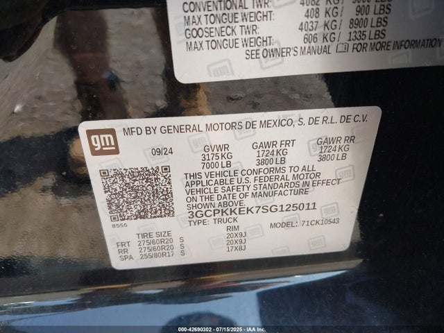 3GCPKKEK7SG125011 Chevrolet l3b