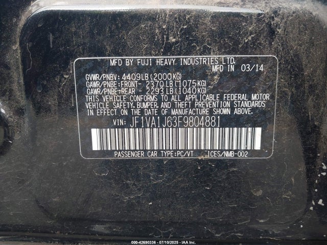 JF1VA1J63F9804881 Subaru dib turbo