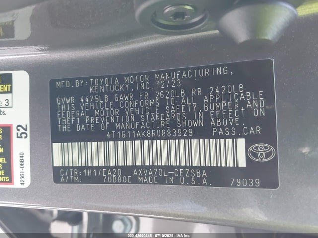 4T1G11AK8RU883929 Toyota a25a-fks