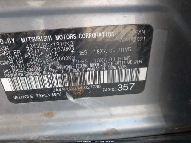 2021 MITSUBISHI OUTLANDER SPORT JA4APUAU7MU027780 Photo 8