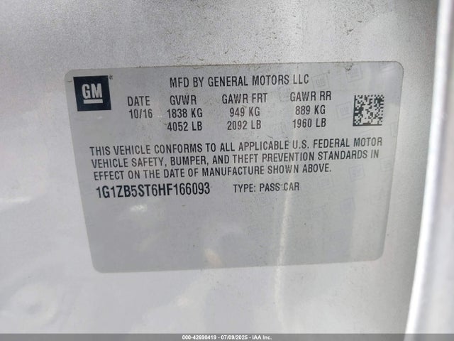 1G1ZB5ST6HF166093 Chevrolet lfv - di: direct injection, vvt: variable valve timing, gen 1