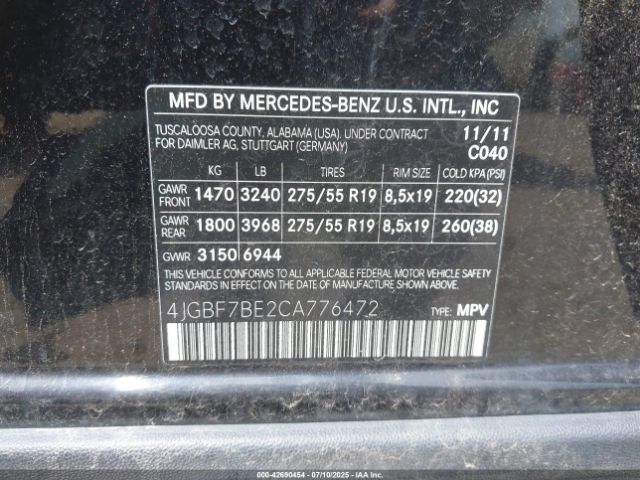 2012 MERCEDES-BENZ GL 450 4JGBF7BE2CA776472 Photo 8