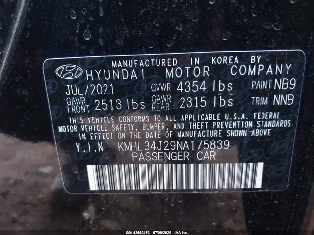 KMHL34J29NA175839 Hyundai t-gdi gamma ii