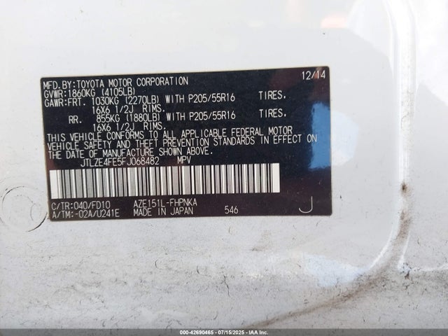 Scion 2az-fe 2015 JTLZE4FE5FJ068482 Image 9