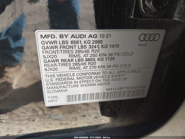 2022 AUDI Q7 WA1LXBF70ND004195 Photo 8