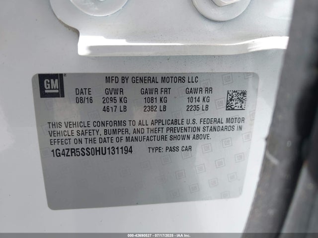 1G4ZR5SS0HU131194 Buick lgx -di: direct injection - vvt: variable valve timing - alum - gen 2