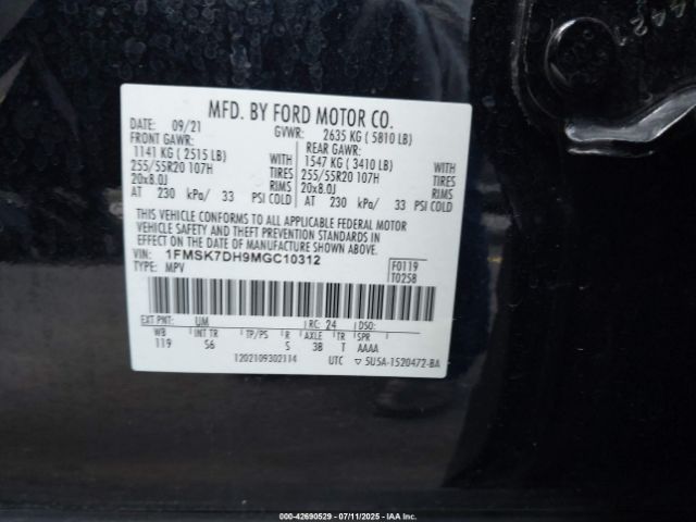 2021 FORD EXPLORER 1FMSK7DH9MGC10312 Photo 8