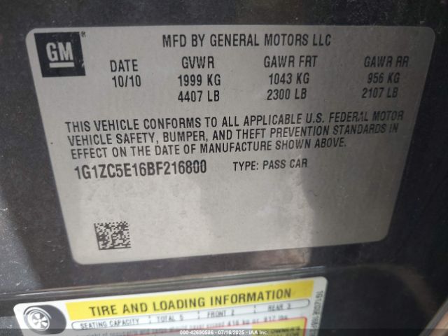 2011 CHEVROLET MALIBU 1G1ZC5E16BF216800 Photo 8