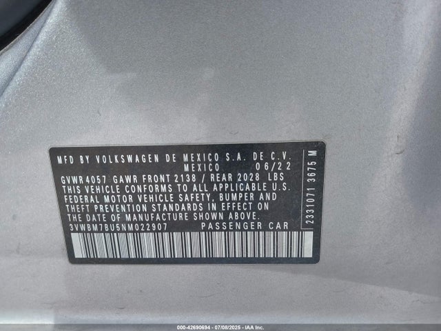 3VWBM7BU5NM022907 Volkswagen 1.5 tsi