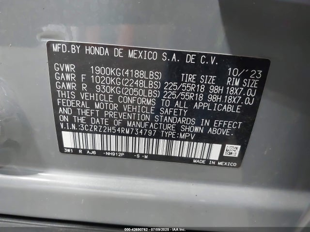 3CZRZ2H54RM734797 Honda k20z5