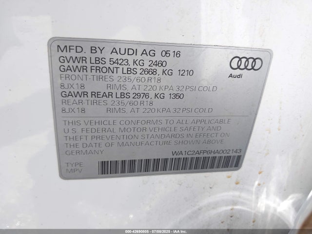2017 AUDI Q5 WA1C2AFP6HA002143 Photo 8