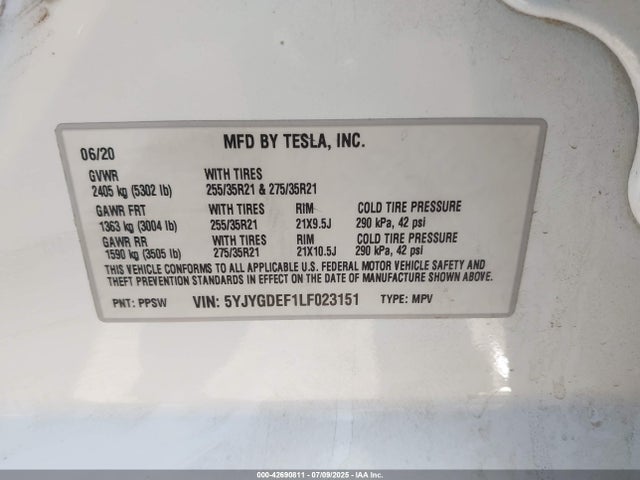 5YJYGDEF1LF023151 Tesla Model Y