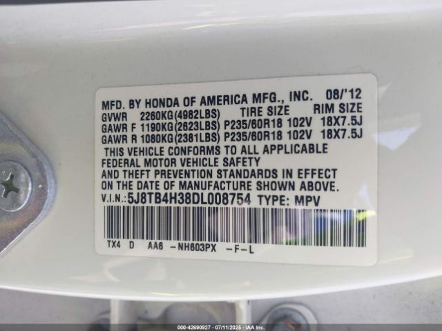 2013 ACURA RDX 5J8TB4H38DL008754 Photo 8