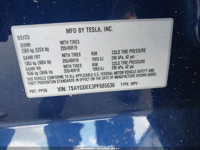 2023 TESLA MODEL Y 7SAYGDEE3PF685636 Photo 8