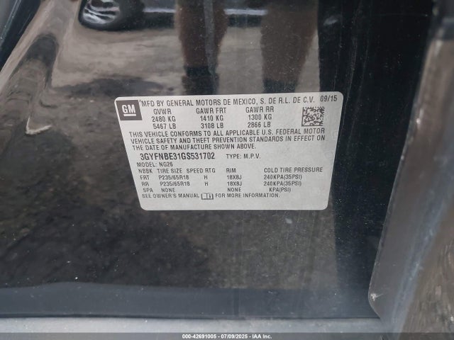 2016 CADILLAC SRX 3GYFNBE31GS531702 Photo 8