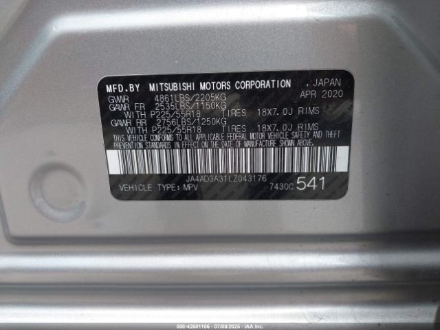 2020 MITSUBISHI OUTLANDER JA4AD3A31LZ043176 Photo 8