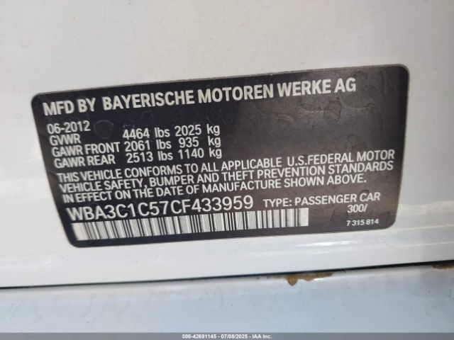 2012 BMW 328I WBA3C1C57CF433959 Photo 8