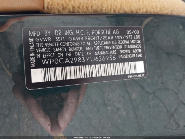 2000 PORSCHE BOXSTER WP0CA2983YU626936 Photo 8