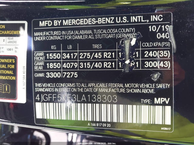 4JGFF5KE3LA138303 Mercedes-Benz m256