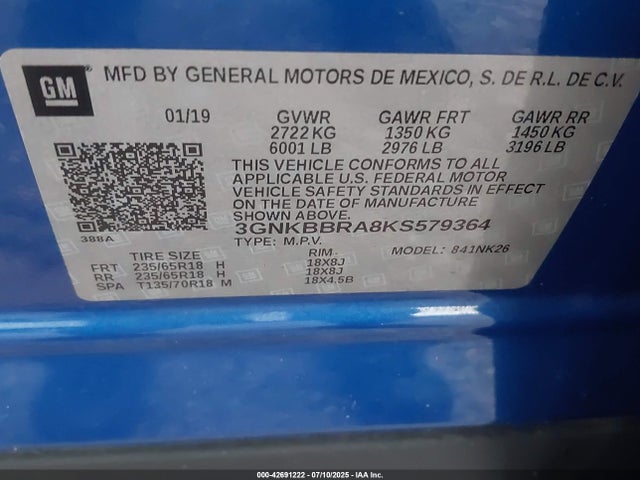 3GNKBBRA8KS579364 Chevrolet lcv