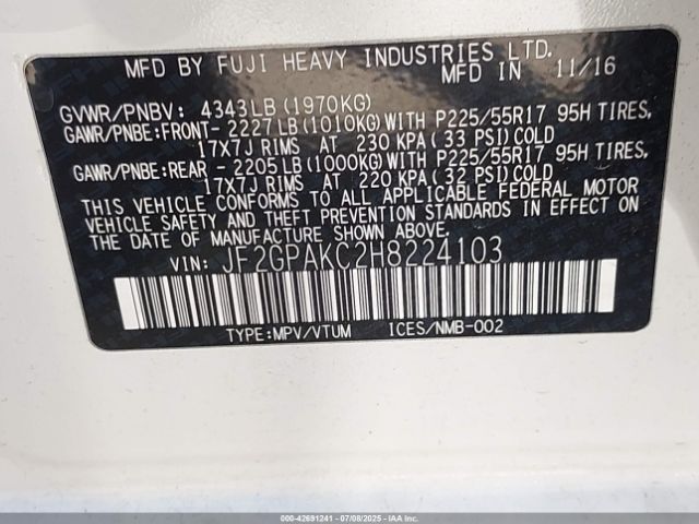 2017 SUBARU CROSSTREK JF2GPAKC2H8224103 Photo 8