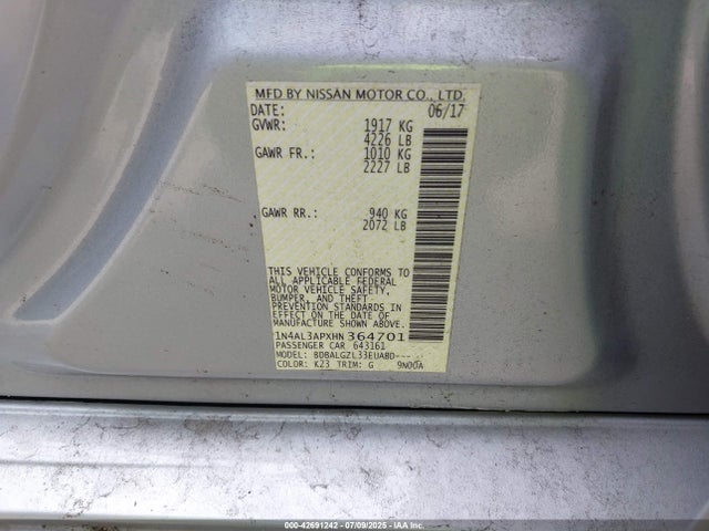 1N4AL3APXHN364701 Nissan Altima