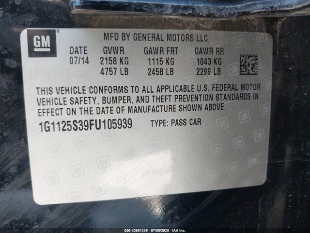 Chevrolet Impala 2lt 2015 1G1125S39FU105939 Image 9
