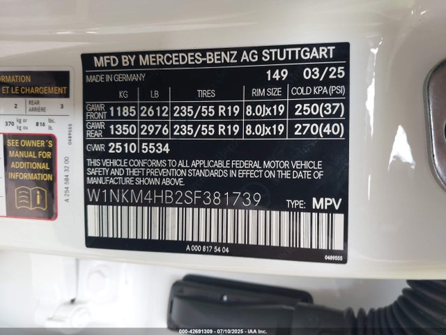 W1NKM4HB2SF381739 Mercedes-Benz m254