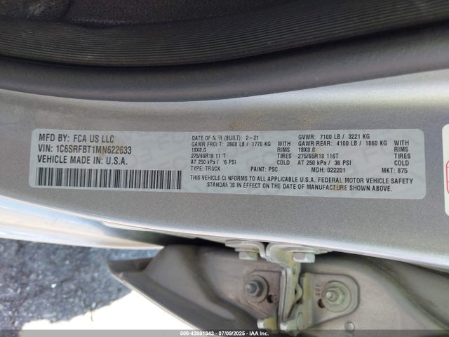 1C6SRFBT1MN622633 RAM 1500